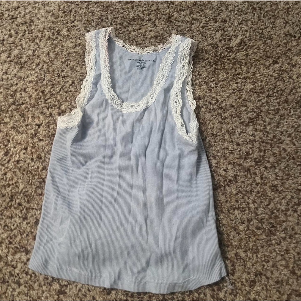 Women's Blue Lace Trim Tank Top
